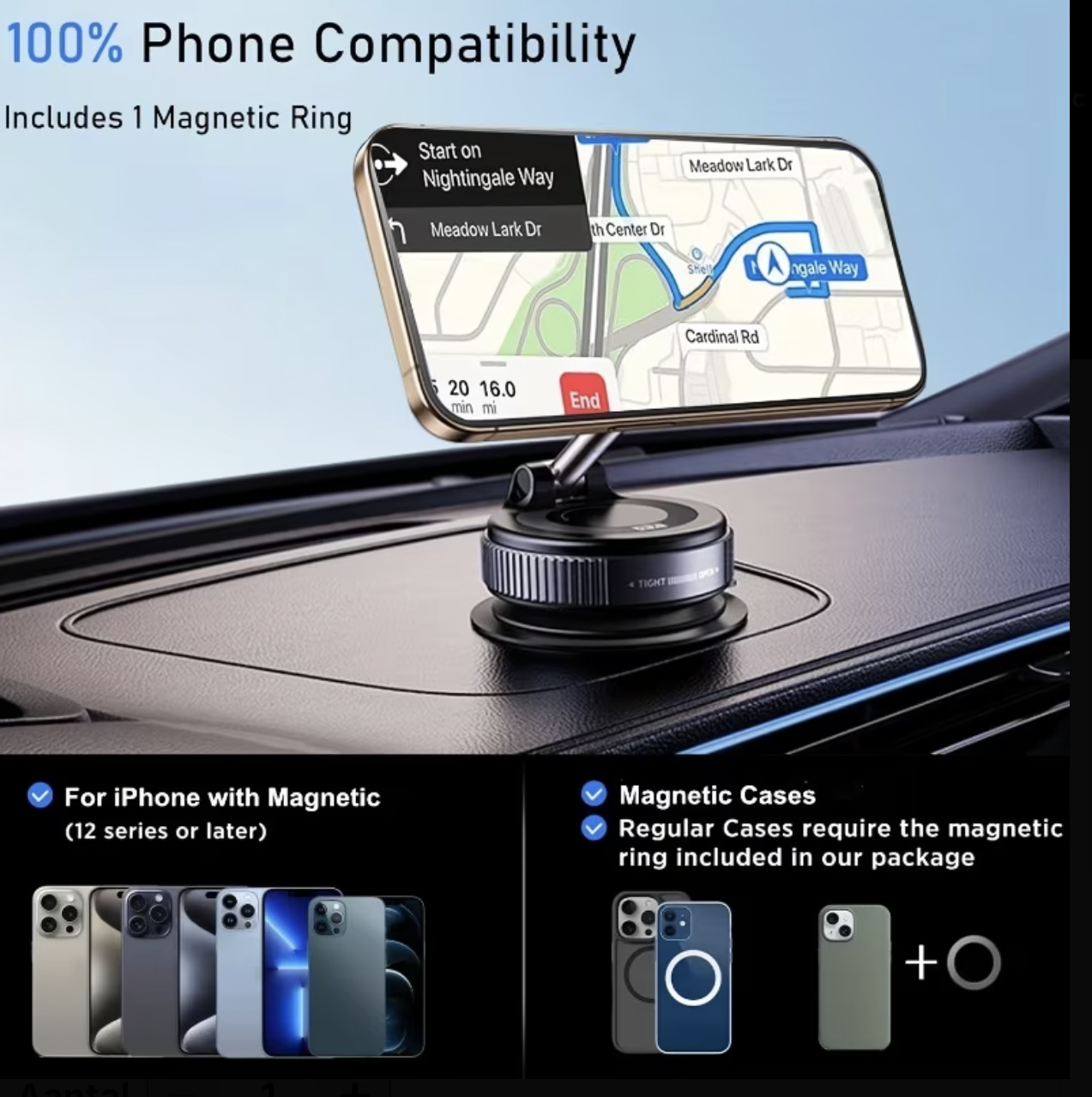 Een 360° verstelbare magnetische telefoonhouder